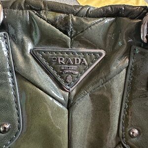 Prada Olive Green Patent Leather Handbag